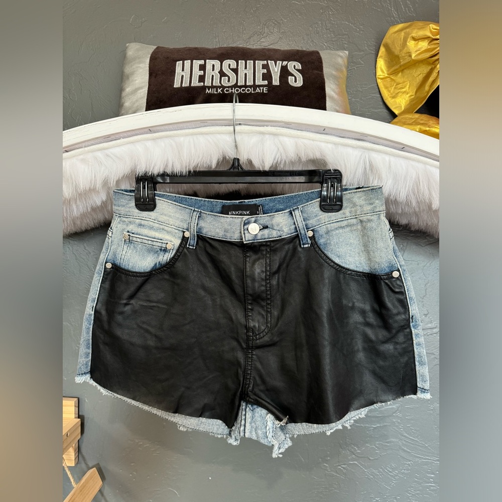 MINKPINK Two-Tone Jean Shorts (M)